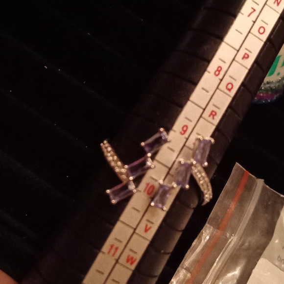 Beautiful ring geometric wonders lab created blue zircon spinale rhodium plating - Picture 4 of 5